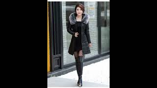 leather winter coat/leather fur coat/knee boots/winter coming fashion #winterstyle