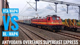 RARELY SEEN BL WAP4 Jaynagar ANTYODAYA Overtaking VTA WAP4 Bilaspur SUPERFAST!! | Indian Railways