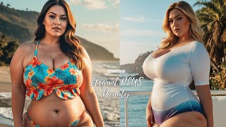 [4K] AI ART LOOKBOOK PLUS SIZE MODEL - Plus Size Women's Beachwear