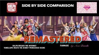 Side by side Comparison REMASTERED Vanellope meets Disney Princesses & Princesses in Comfy Outfits