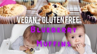 VEGAN + GLUTEN FREE BLUEBERRY MUFFINS for Mommy and Baby (Baby Approved)