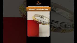 Customized Name V Shaped Pure Silver GolD Polished CNC Design Kada #shubhjewellers #silverelegance