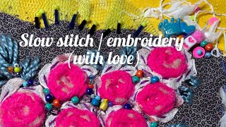 Slow stitching and embroidery, hand sewing with love this simple photo pouch.