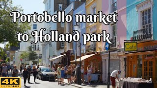 Portobello to Holland Park quite walk | Tour in 4K