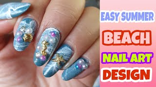 EASY SUMMER BEACH NAIL ART DESIGN