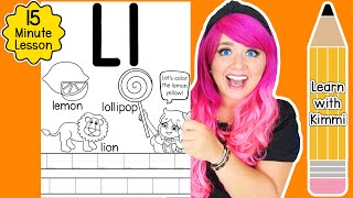 Letter L Color & Trace Worksheet Lesson and Tutorial | Learn with Kimmi The Clown ABC Coloring Book