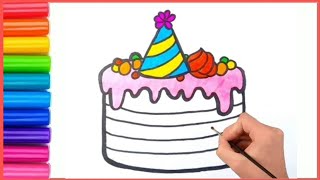 Cake Drawing for Kids Toddlers | Easy Cake drawing | Simple Cake drawing