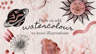 How To Add Watercolour To Your Illustrations 🎨 Step by step painting and Photoshop tutorial