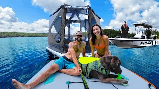 Floating Tent camping W/ Our Dog (Police Show Up)