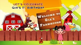 BP15 - Old Mc Donald Farm Theme | Kids Birthday Party Video Invitation Digital Card Whatsapp