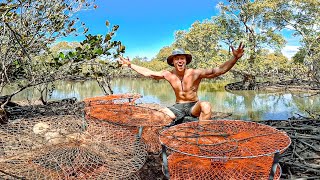 CRAB POT BAIT CHALLENGE & Cooking Survival Damper