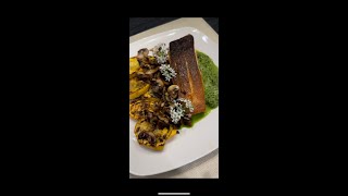 Crispy Skin Salmon Recipe with a Basil & Green Onion Sauce