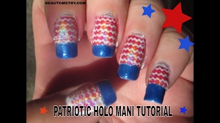 Patriotic Holographic Stamping Manicure- 4th of July Nails