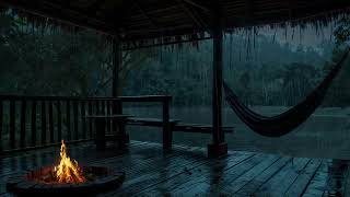 Healing Moments: Rainy Day Balcony Relaxation with a Warm Crackling Fire 🌧️🔥