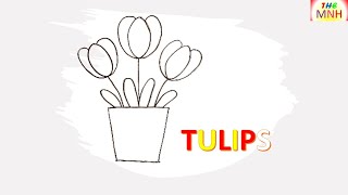 HOW TO DRAW TULIP EASY STEP BY STEP