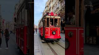 Taksim - Tunel Street Trolley on İstiklal Avenue in Istanbul Turkey