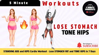 STANDING ABS and HIPS Cardio Workout ✔ Lose STOMACH FAT and TONE HIPS in 7 Days By 5 Minute Workouts