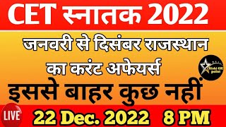 जनवरी से दिसंबर तक राजस्थान का करंट अफेयर्स CET स्नातक