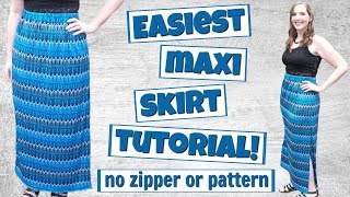 How to Make a Maxi Skirt with Elastic Waistband | Easy Sewing Projects for Beginners | DIY Skirt