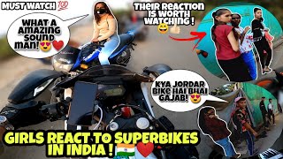 Girls react to superbikes in India 🇮🇳😍|Public reaction for superbikes😎|They got scared🙊|Must watch💯|