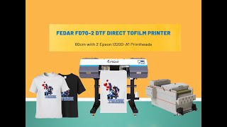 4pass 9sqm/h Fedar FD70-2 DTF Pet Film T-shirt Printer with 2 Epson-A1 Print Heads