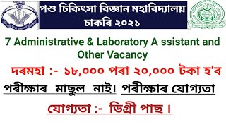 College Of Veterinary Science Guwahati Recruitment 2021l 7 Scientific Administrative & Other Vacancy