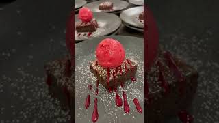 Choco Brownie and Raspberry Sorbet Mise en place