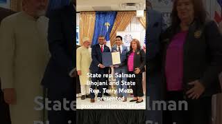 State rep. Salman Bhojani, state rep. Terry Meza , presented State proclamation to NTIC.