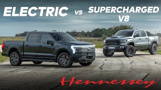 Electric Ford Lighting vs. 1,000 HP Hennessey MAMMOTH RAM TRX // EV vs. ICE // Drag Race