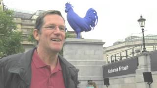 A giant cockerel takes roost on Fourth Plinth