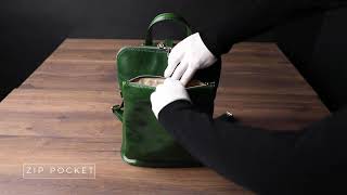 Green Leather Convertible Backpack Shoulder Bag - Emma | Time Resistance Official Video