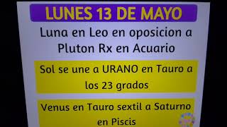 📅Lunes 13 de Mayo. Sol se une a Urano en Tauro. Sorpresas!!!  Que nos deparan los astros hoy? 📌📅