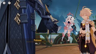 The captain takes off his mask for the traveler and paimon Cutscene | Genshin Impact 5.2