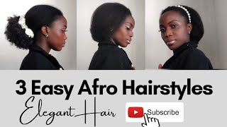 😍No Gel | 3 Easiest Afro Hairstyles| Elegant Afro Hairstyles| Hairstyles Tutorial | Afro Hairstyles