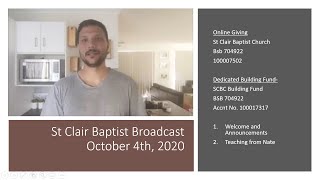 St Clair Baptist Sunday Broadcast 4th October 2020