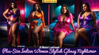 Curvy Plus-Size Indian Woman in Stylish Glossy Nightwear | AI Model Look Book | #virtualinfluencer