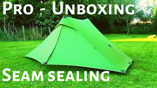 Lanshan 2 Pro Unboxing Pitching Seam Sealing - Lightweight tent camping