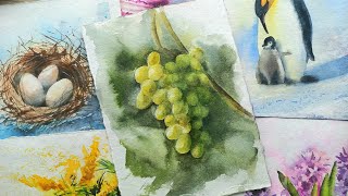 Виноградная лоза акварелью. Мастер-класс по акварели. watercolor painting tutorial