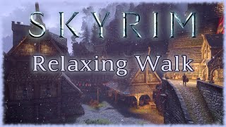 Relaxing Walk Across All Cities in Skyrim - Ambient Music and Sounds in 4k