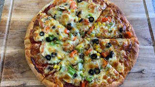 How To Make One Pizza Dough/Homemade Vegetarian Pizza Recipe/Quick And Easy Pizza Crust/Satvik Food