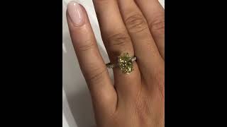 Canary Oval Moissanite Engagement Ring... Yellow Color look Beautiful Moissanite Diamond