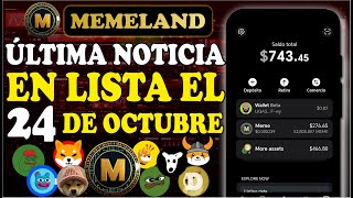 💥NOTICIA DE ULTIMA HORA!!💥 MEMELAND en lista el 24 DE OCTUBRE #memeland #cryptos #memes