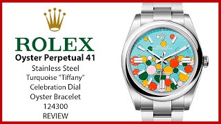 ▶ Rolex Oyster Perpetual  Turquoise "Tiffany" Celebration-Motif Dial 124300 - REVIEW