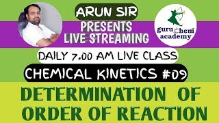 CHEMICAL KINETICS #09 | DETERMINATION OF ORDER OF REACTION | LIVE BY ARUN SIR 7.00 AM 04MAY2020