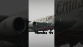 Emirates A380 landing at London Gatwick airport