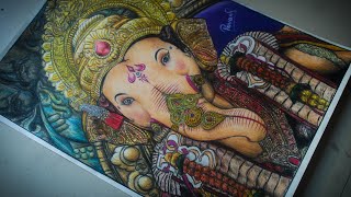 Drawing Shree Ganesha With Colour Pencils ( Time lapse)