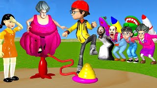 Scary Teacher 3D vs Squid Game Mini SpaceShip vs Miss T very big 5 Times Challenge