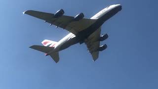 British Airways Airbus A380-841 [G-XLEA] departure from London Heathrow