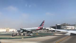 American Airlines A319 Landing and Taxi Los Angeles International Airport