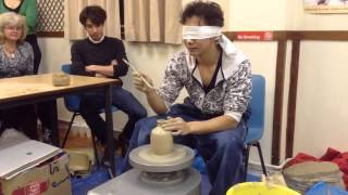 Throwing pottery/ Bizen potter from Japan demonstrated 2/ Blind throwing